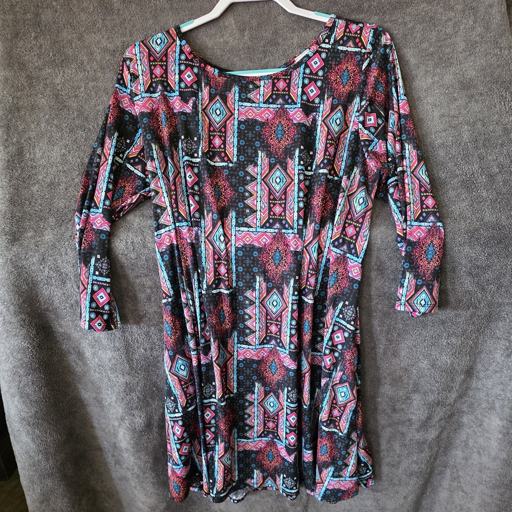 Colorful Geometric Patterned Dress